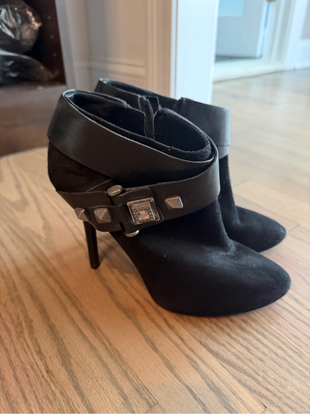 Guess by Marciano Black Studded Suede Ankle Booties
